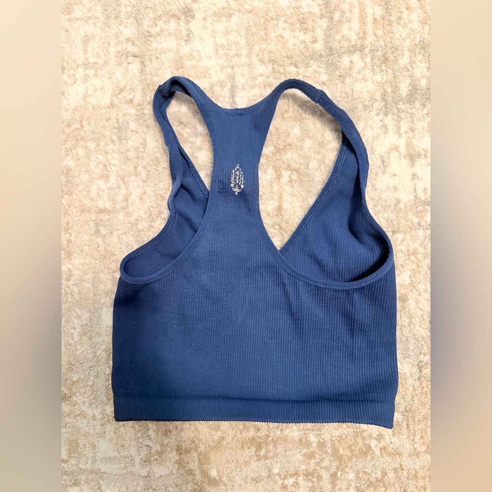 Free People Ribbed Racerback Bralette in Navy Blue - Picture 2 of 3